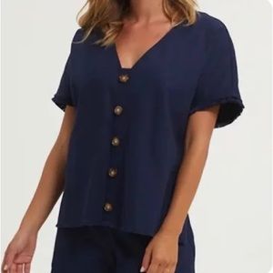 NWT Marie Oliver Clara Linen button down blouse nautical